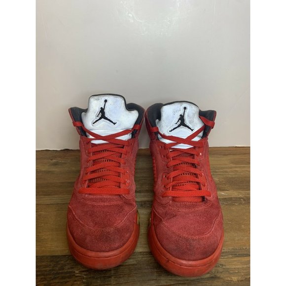 Nike Air Jordan 5 Retro Red Suede Men’s Size 10.5 Raging Bull 136027-602 Sneaker